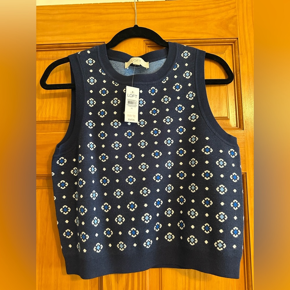 NWT LOFT Navy Blue Floral Women's Sweater Top
